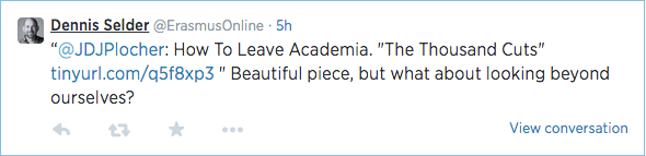 "Beautiful piece, but what about looking beyond ourselves?"